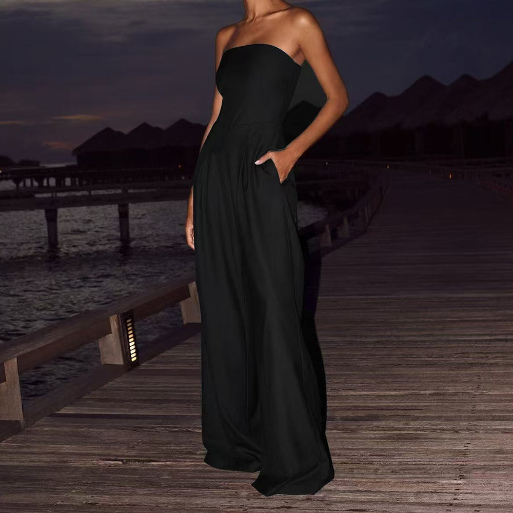 Loose Tube-top Jumpsuit  Women's Clothing