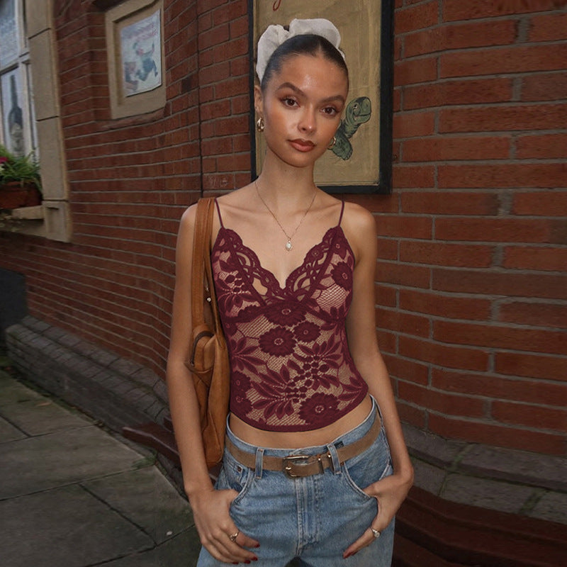 New  Sheer Lace-trimmed Camisole