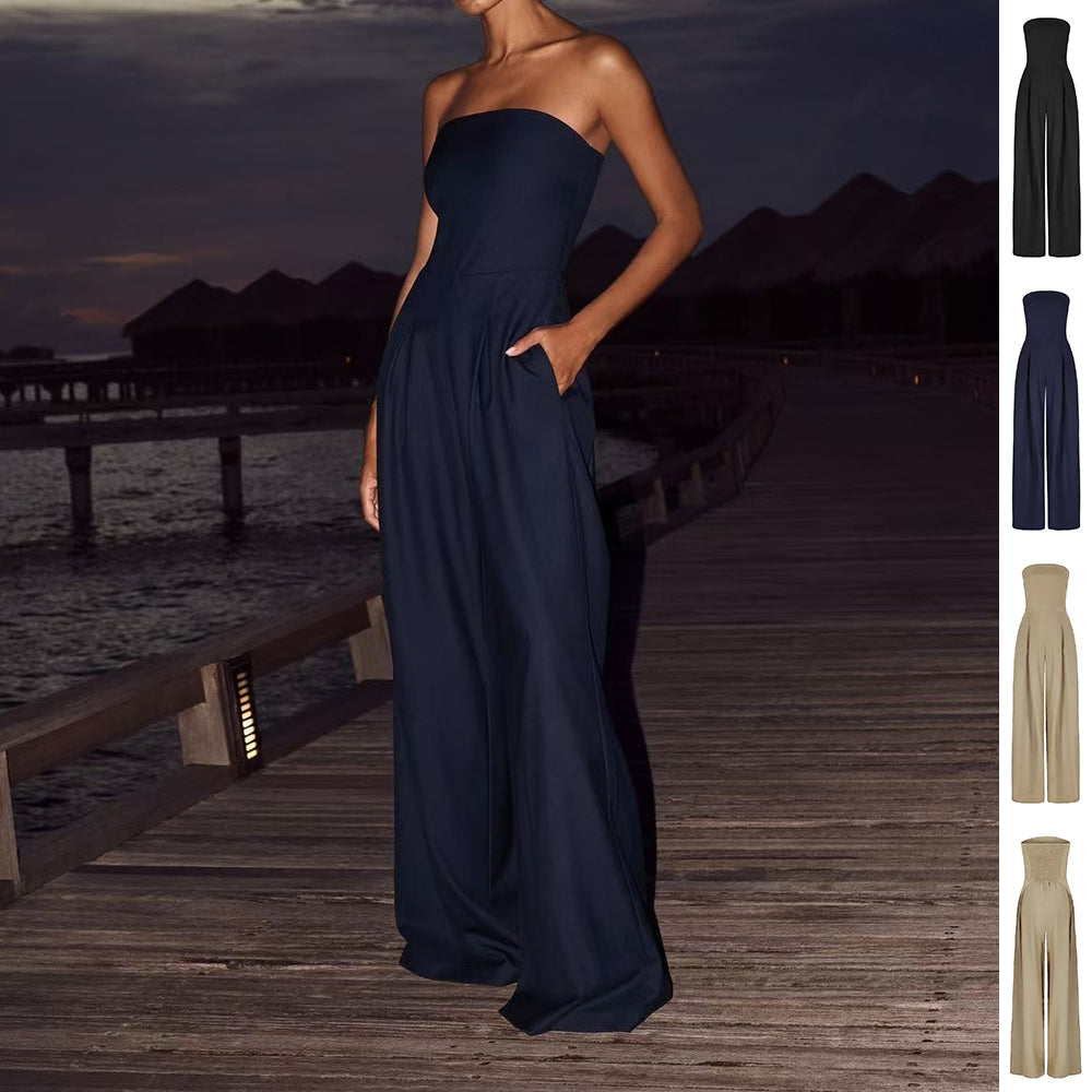 Loose Tube-top Jumpsuit  Women's Clothing