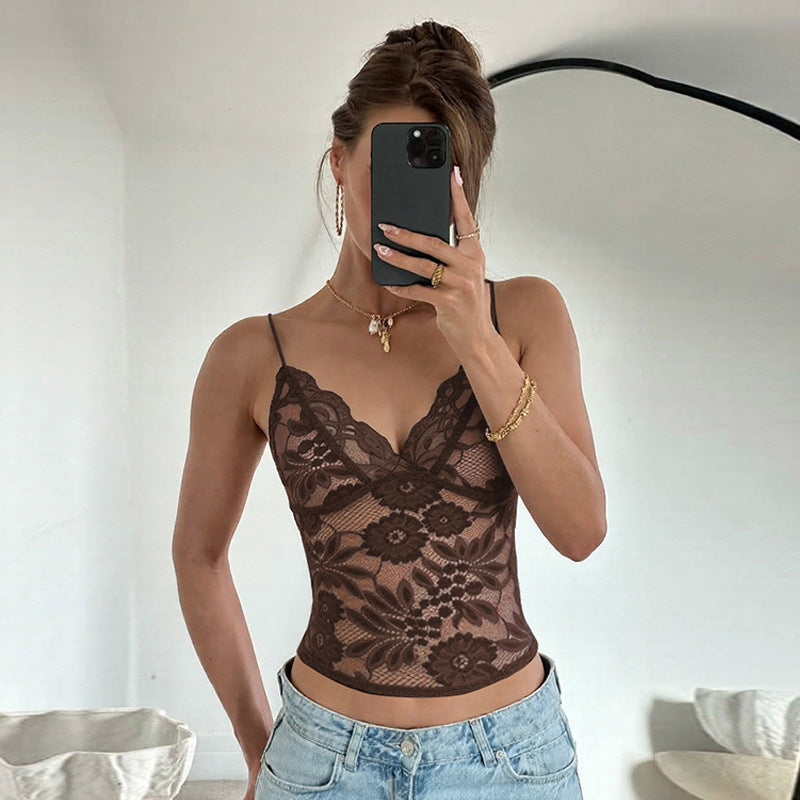 New  Sheer Lace-trimmed Camisole