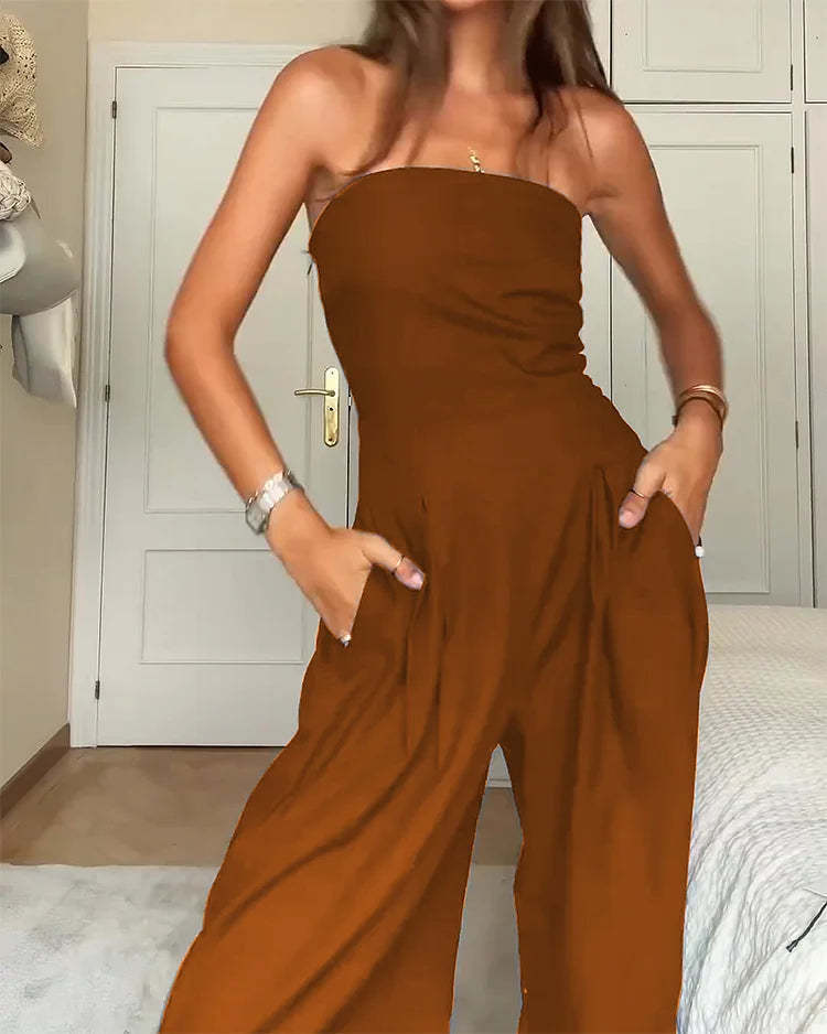 Loose Tube-top Jumpsuit  Women's Clothing