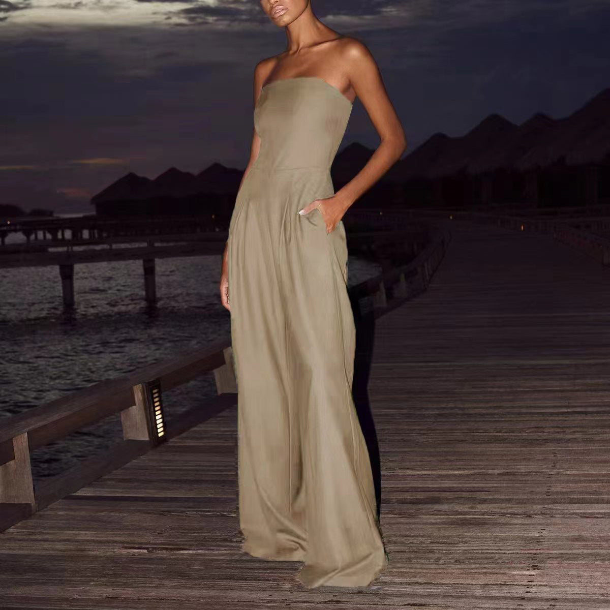 Loose Tube-top Jumpsuit  Women's Clothing