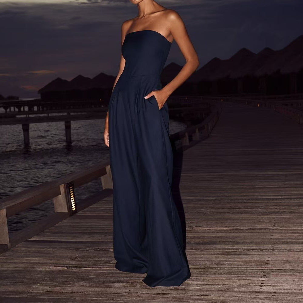 Loose Tube-top Jumpsuit  Women's Clothing
