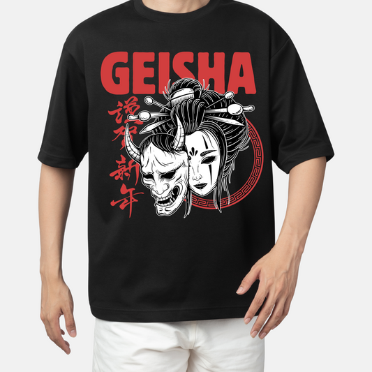 Geisha Graphic Oversized Tees For Men