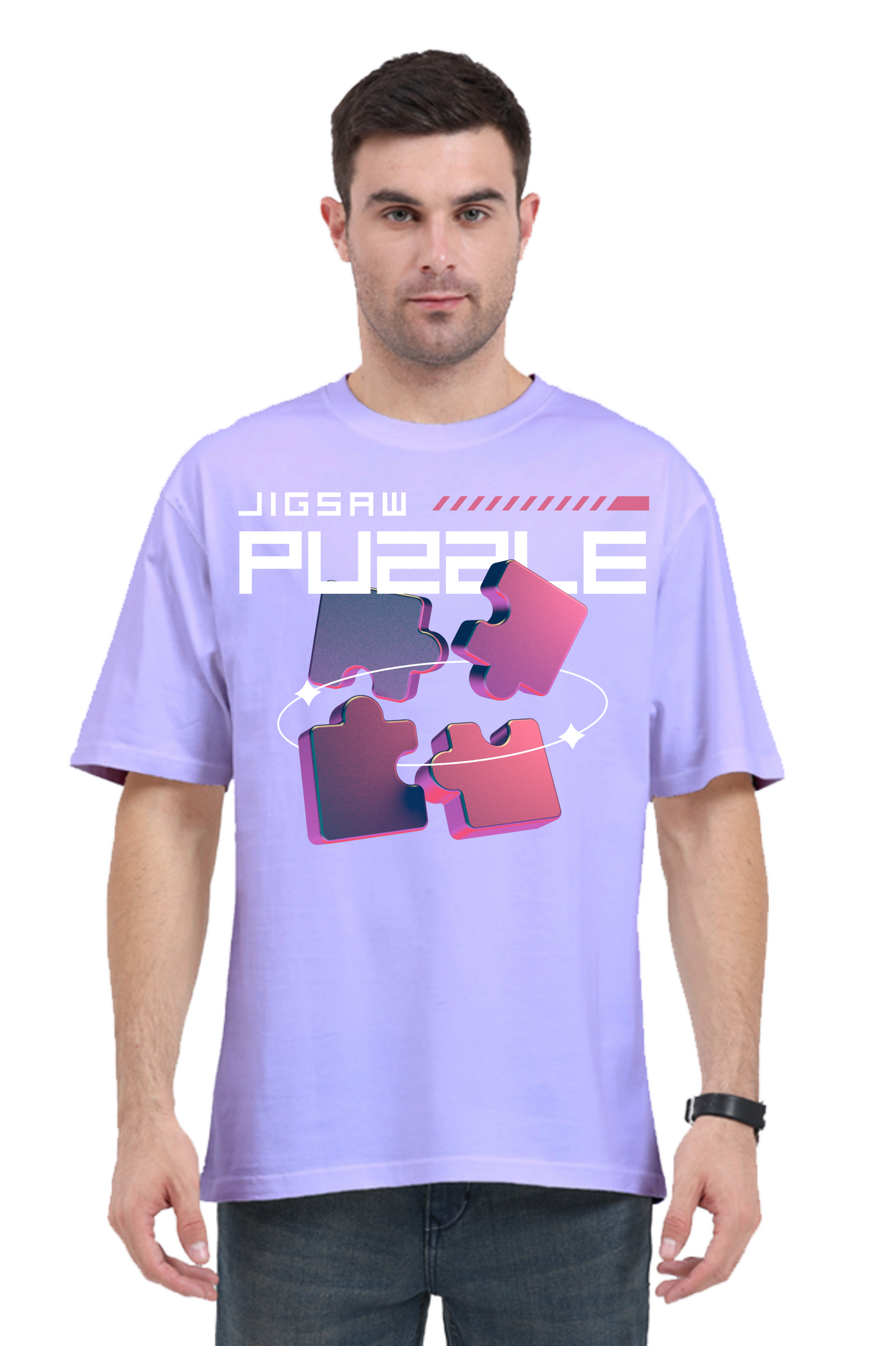 Puzzle Graphic Oversized Tees For Men