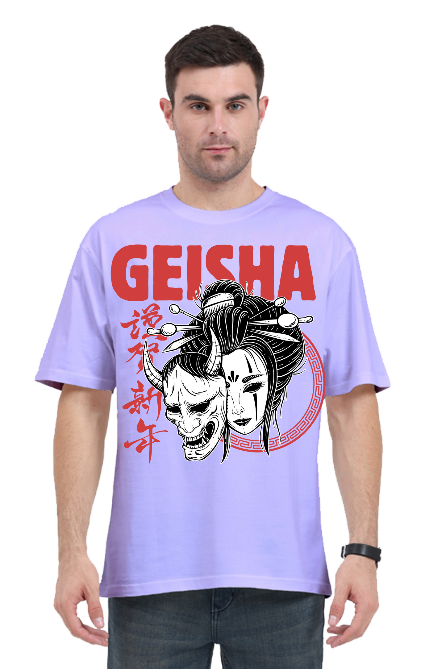 Geisha Graphic Oversized Tees For Men